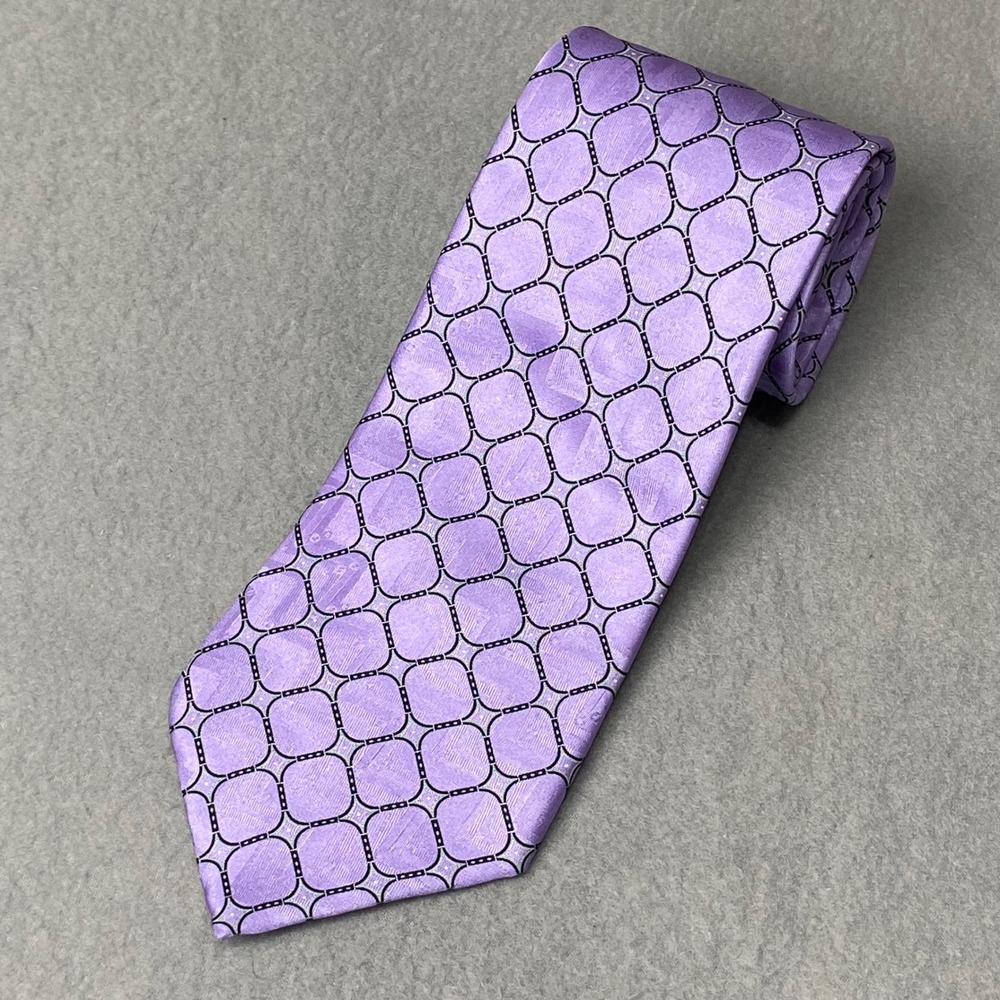 Stefano Ricci Mens Purple Geometric Medallion 100% Silk Necktie Made in Italy